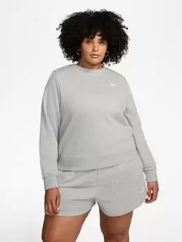 Nike Nsw Curve Club Fleece Oversized Crew - Dark Grey Heather, Size 22-24=2X, Women