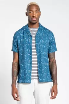 Linen-Blend 'NosiBotanical Hula' Short Sleeve Shirt