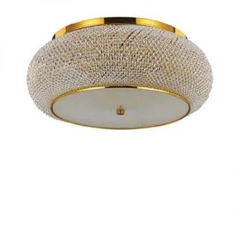 Ideal Lux Pasha' - 10 Light Ceiling Flush Light Gold with Crystals, E14