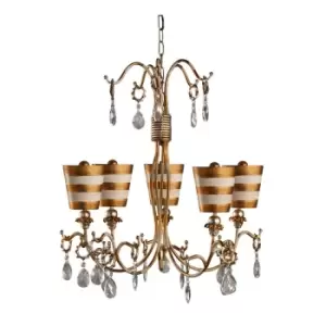 5 Bulb Chandelier Hanging Pendant LIght Gold & Cream Patina LED E27 40W Bulb