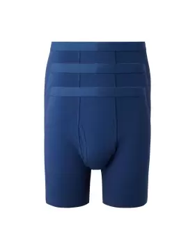 Cotton Traders Mens 3 Pack Ultra-Comfort Longer Length Trunks in Blue