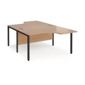 Office Desk 2 Person Corner Desk 1400mm Beech Tops With Black Frames Maestro 25