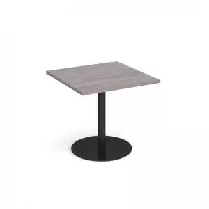 Monza square dining table with flat round Black base 800mm - grey oak