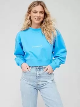 Calvin Klein Jeans Institutional Mock Neck Sweatshirt - Blue