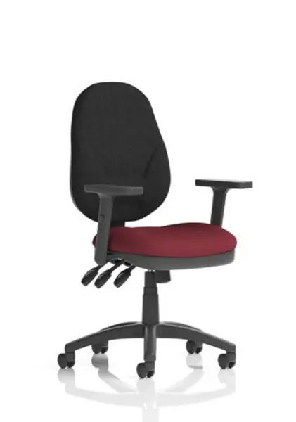 Eclipse XL III Eclipse XL Lever Task Operator Chair Black Back Bespoke Seat With Height Adjustable Arms In Ginseng Chilli KCUP0909