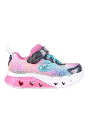 Skechers Girls Flutter Heart Lights Simply Love Trainers, Navy/Pink, Size 6 Younger