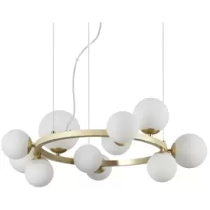 Ideal Lux Perlage 11 Light Round Globe Pendant Ceiling Light Brass