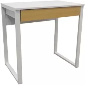Watsons - loop - Compact Office Workstation / Computer Desk / Dressing Table - White / Oak - White / Oak