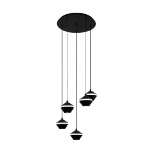 Pendant Light 5 Bulb Colour Black Shade White Plastic Bulb GU10 5x5W Included