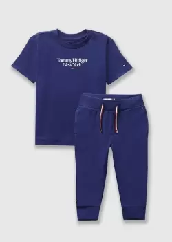 Tommy Hilfiger Kids Blue Sweatpants Set In Pilot Blue