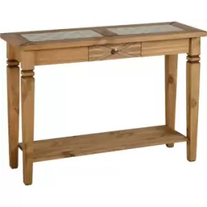 Seconique Salvador Ceramic Tile Top Solid Pine Console Table