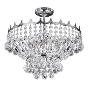 5 Light Ceiling Semi Flush Light Chrome with Crystals, E14