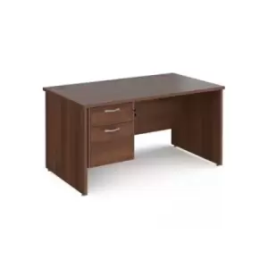 Office Desk Rectangular Desk 1400mm With Pedestal Walnut Top And Panel End Leg 800mm Depth Maestro 25 MP14P2W