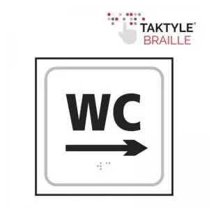 WC Arrow Right&rsquo; Sign; Self Adhesive Taktyle; White 150mm x