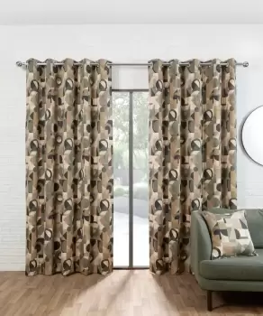 Geometrica Retro Eyelet Curtains Fully Lined