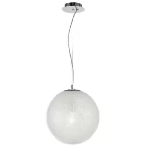 Cranbrook 30cm Globe Pendant Ceiling Light Clear Glass Inside Chrome Aluminium LED E27 - Merano