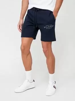 Tommy Hilfiger Curved Logo Sweat Shorts - Navy, Size L, Men