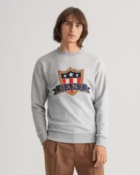 GANT Men Banner Shield Crew Neck Sweatshirt (L) Grey