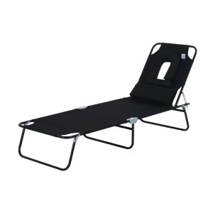 Outsunny Adjustable Sun Lounger W/Pillow-Black