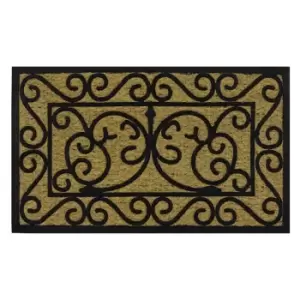 JVL 45x75cm Woven Coir Tuffscrape Doormat - Scroll