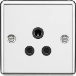 KnightsBridge 5A Unswitched Socket - Rounded Edge Polished Chrome Finish with Black Insert