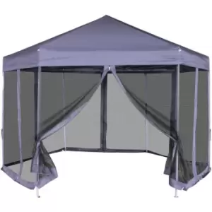 Vidaxl Hexagonal Pop-up Marquee With 6 Sidewalls Dark Blue 3.6X3.1 M