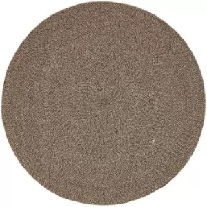 Linen and Black Melange Braided Rug, 150cm Round - Natural - Homescapes