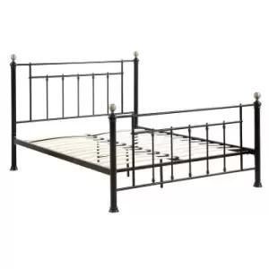 Crazy Price Beds Harpenden Black With Brass Knobs Metal Double Bed