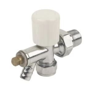 Plumbsure White Chrome effect Radiator valve with drain off