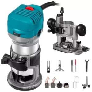 800W Max Torque Variable Speed 30,000RPM Compact Router with Collets 1/4" & 3/8" 1x Plunge Base