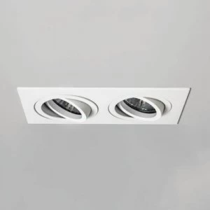 2 Light Twin Adjustable Recessed Downlight Matt White, Fire Rated, GU10