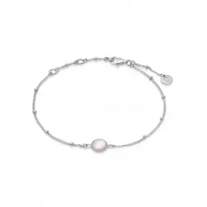 Rose Quartz Healing Stone Bobble Silver Bracelet HBR1005_SLV