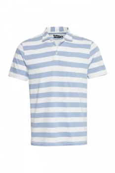 Mens French Connection 24S Harbour Stripe Polo Shirt Blue