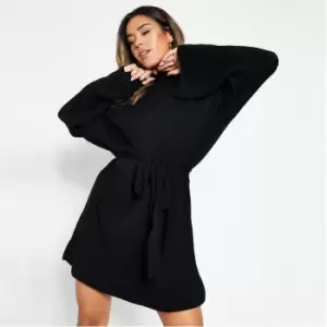 I Saw It First Knitted Belted Dress - Black