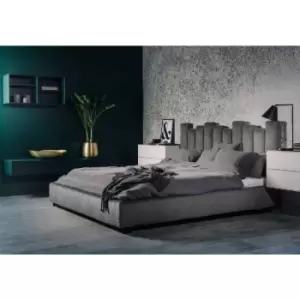 Glexton Bed King Plush Velvet Grey