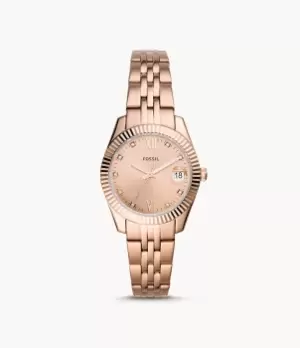 Fossil Women Scarlette Mini Three-Hand Date Rose Gold-Tone Stainless Steel Watch