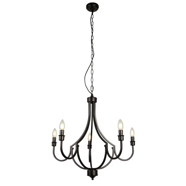 Searchlight Lodge 5 Light Chandelier - Black