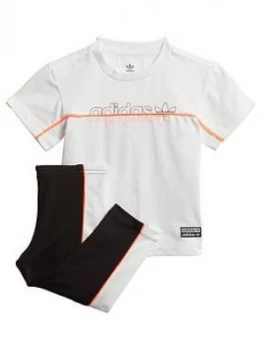 adidas Originals Infant T-Shirt and Leggings Set - Blue Black, Blue/Black, Size 2-3 Years, Women