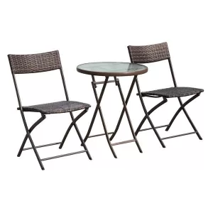 Outsunny 3pc Wicker Rattan Bistro Set-Brown