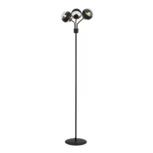 Emibig Nova Black Globe Multi Arm Floor Lamp with Clear,Black Glass Shades, 3x E14