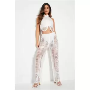 I Saw It First White High Wasited Tassle Co-Ord Trousers - White