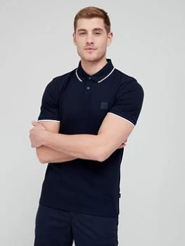 BOSS Passertip Tipped Collar Polo Shirt - Dark Blue , Dark Blue Size M Men