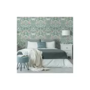 Holden Decor Vintage Floral Soft Teal Wallpaper