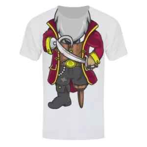 Grindstore Mens Swashbuckling Pirate Sub Costume T Shirt (L) (White)