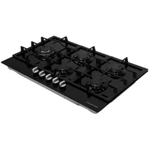 Russell Hobbs RH86GH701B 90Cm Wide 5 Burner Glass Gas Hob - Black