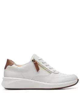 Clarks Un Rio Zip Leather Trainer, White, Size 5, Women