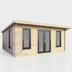 Power 18' x 14' Pent Log Cabin - Central Doors