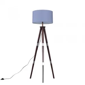 Willow Dark Wood Tripod Floor Lamp with XL Dark Grey Reni Shade