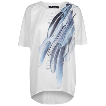 Firetrap Lucy T Shirt Ladies - Wht/Blue Fther