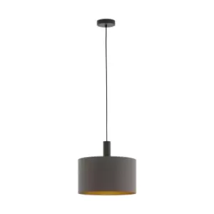 Pendant Light Colour Dark Brown Shade Cappuccino Gold Fabric Bulb E27 1x60W